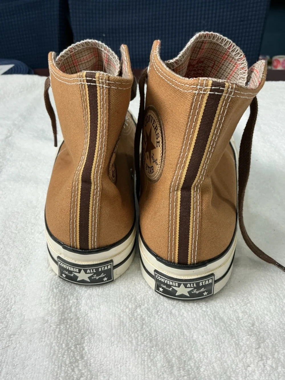 Converse Men’s High-Top Sneakers in Brown and White - Picture 4 of 8